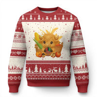 Cute Highland Cow With Kwanzaa Kinara And Presents Ugly Christmas Sweater African Heritage Gift - Wonder Print Shop