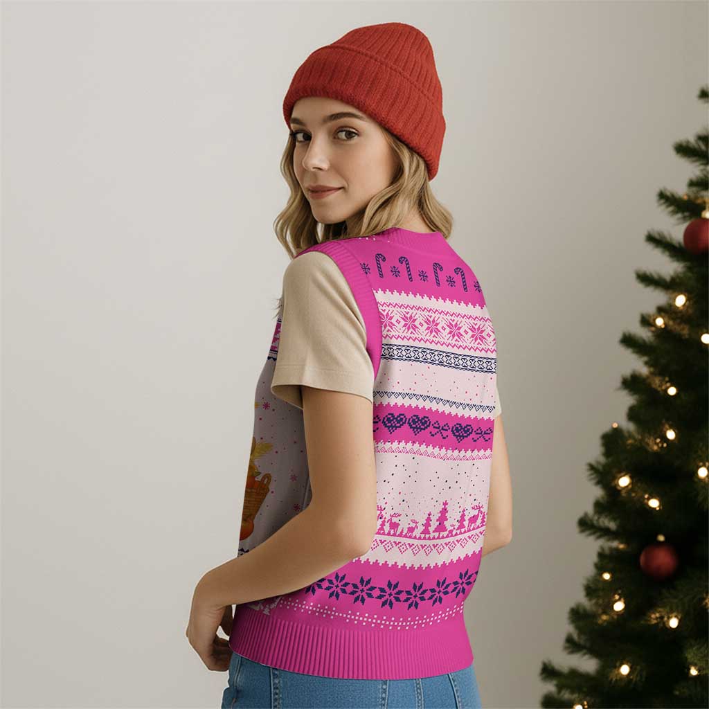 Cute Highland Cow With Kwanzaa Kinara And Presents V-Neck Knit Sweater Vest African Heritage Gift - Wonder Print Shop