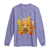 Cute Highland Cow With Kwanzaa Kinara And Presents Long Sleeve Shirt African Heritage Gift - Wonder Print Shop