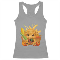Cute Highland Cow With Kwanzaa Kinara And Presents Racerback Tank Top African Heritage Gift - Wonder Print Shop