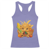 Cute Highland Cow With Kwanzaa Kinara And Presents Racerback Tank Top African Heritage Gift - Wonder Print Shop