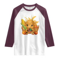 Cute Highland Cow With Kwanzaa Kinara And Presents Raglan Shirt African Heritage Gift - Wonder Print Shop