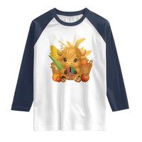 Cute Highland Cow With Kwanzaa Kinara And Presents Raglan Shirt African Heritage Gift - Wonder Print Shop