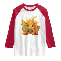 Cute Highland Cow With Kwanzaa Kinara And Presents Raglan Shirt African Heritage Gift - Wonder Print Shop