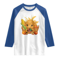 Cute Highland Cow With Kwanzaa Kinara And Presents Raglan Shirt African Heritage Gift - Wonder Print Shop