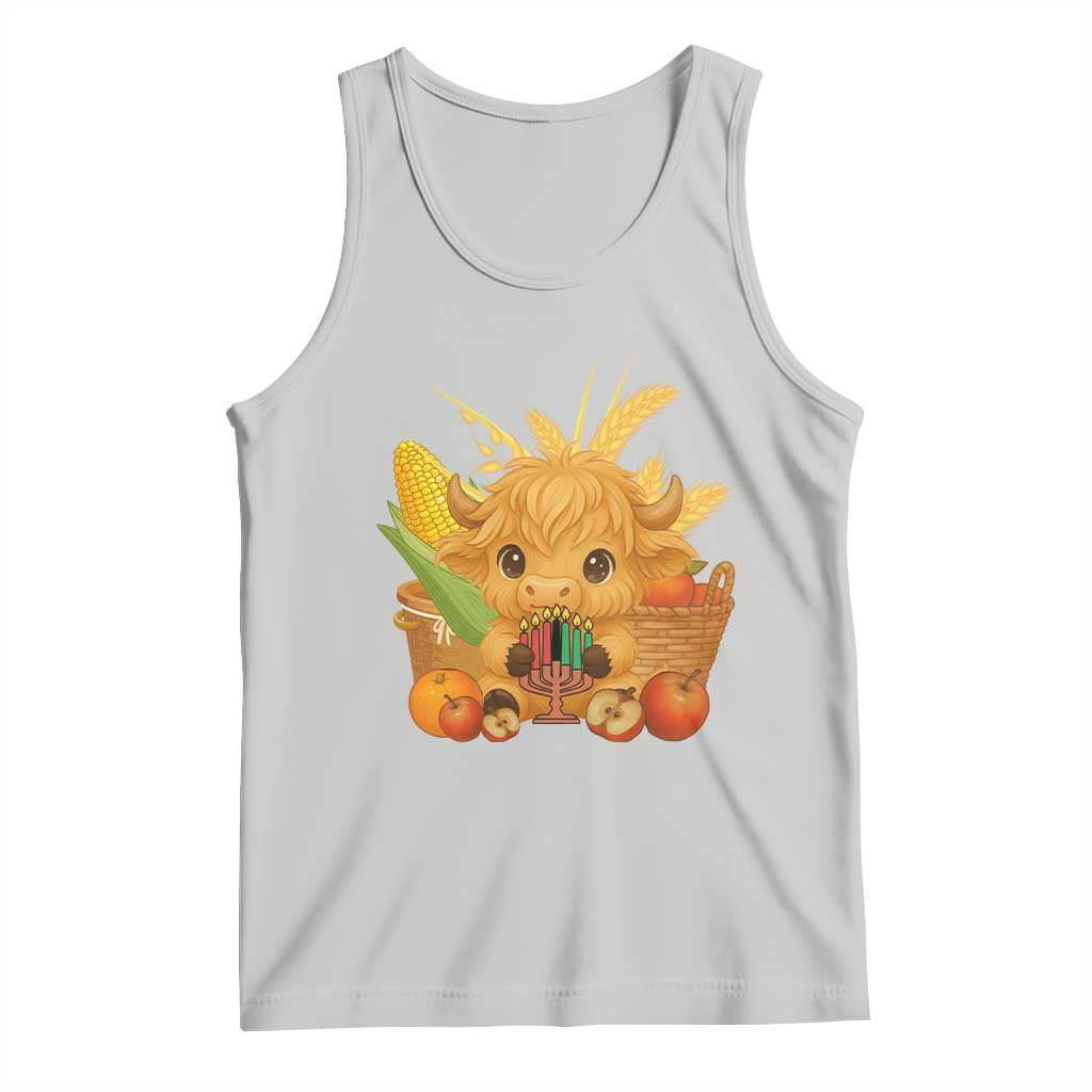Cute Highland Cow With Kwanzaa Kinara And Presents Tank Top African Heritage Gift - Wonder Print Shop