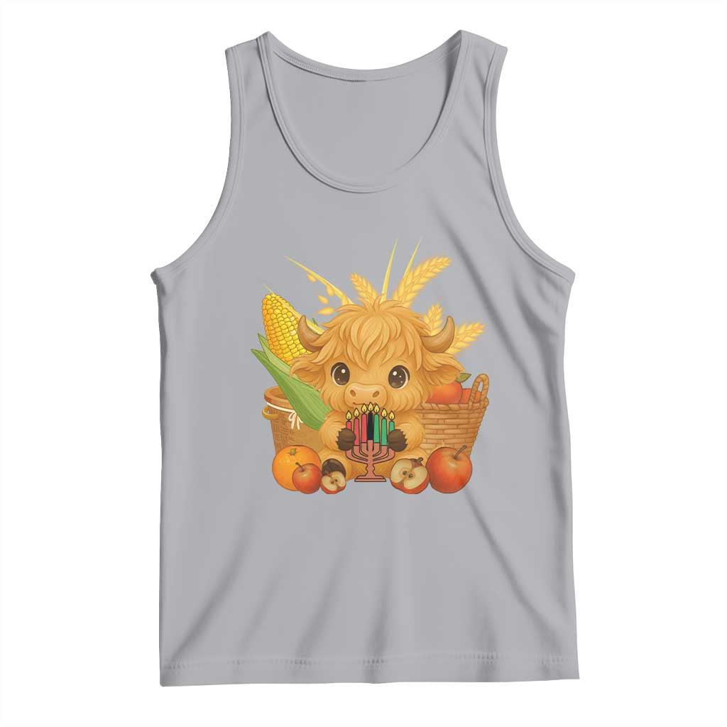 Cute Highland Cow With Kwanzaa Kinara And Presents Tank Top African Heritage Gift - Wonder Print Shop