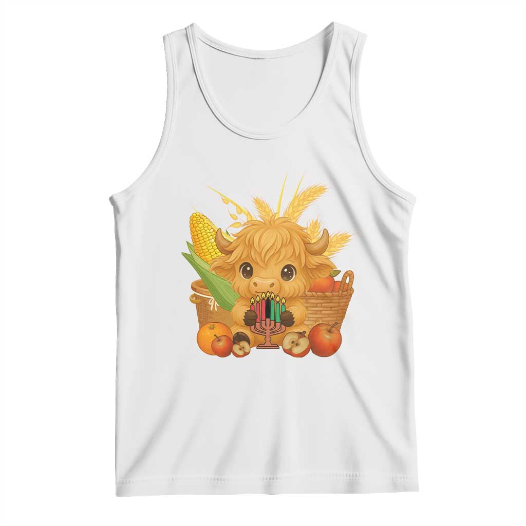 Cute Highland Cow With Kwanzaa Kinara And Presents Tank Top African Heritage Gift - Wonder Print Shop