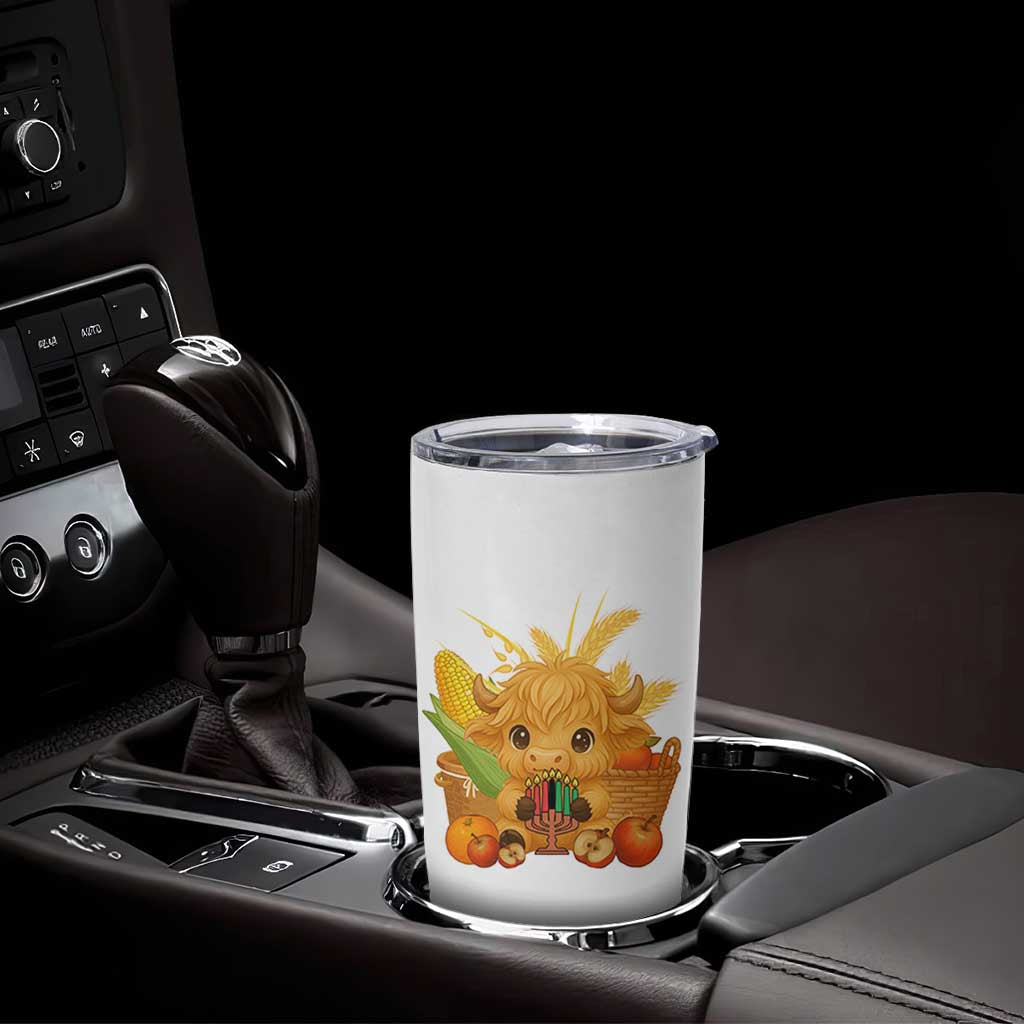 Cute Highland Cow With Kwanzaa Kinara And Presents Tumbler Cup African Heritage Gift - Wonder Print Shop