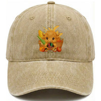 Cute Highland Cow With Kwanzaa Kinara And Presents Washed Cotton Baseball Cap African Heritage Gift