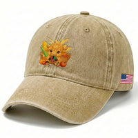 Cute Highland Cow With Kwanzaa Kinara And Presents Washed Cotton Baseball Cap African Heritage Gift