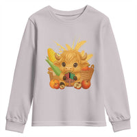 Cute Highland Cow With Kwanzaa Kinara And Presents Youth Sweatshirt African Heritage Gift - Wonder Print Shop