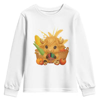Cute Highland Cow With Kwanzaa Kinara And Presents Youth Sweatshirt African Heritage Gift - Wonder Print Shop
