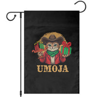 Funny Umoja Holiday Gift Garden Flag CowCat Kwanzaa Kinara Candle And Presents - Wonder Print Shop