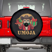 Funny Umoja Holiday Gift Spare Tire Cover CowCat Kwanzaa Kinara Candle And Presents - Wonder Print Shop