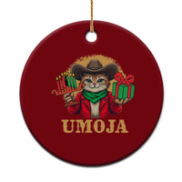 Funny Umoja Holiday Gift Ceramic Ornament CowCat Kwanzaa Kinara Candle And Presents - Wonder Print Shop