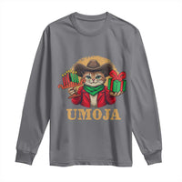 Funny Umoja Holiday Gift Long Sleeve Shirt CowCat Kwanzaa Kinara Candle And Presents - Wonder Print Shop