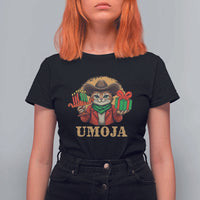 Funny Umoja Holiday Gift T Shirt For Women CowCat Kwanzaa Kinara Candle And Presents - Wonder Print Shop