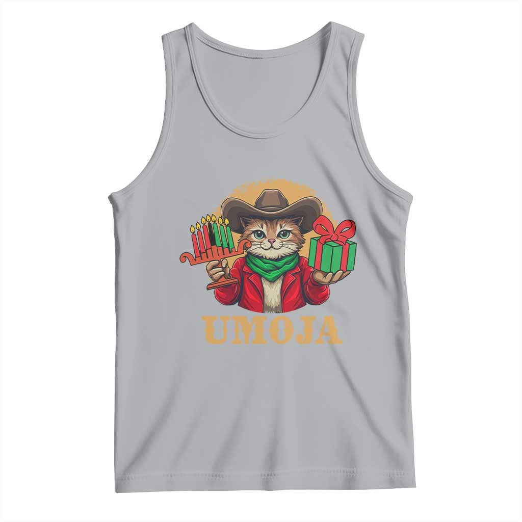 Funny Umoja Holiday Gift Tank Top CowCat Kwanzaa Kinara Candle And Presents - Wonder Print Shop