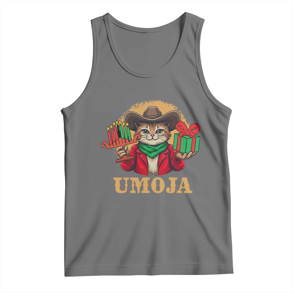 Funny Umoja Holiday Gift Tank Top CowCat Kwanzaa Kinara Candle And Presents - Wonder Print Shop