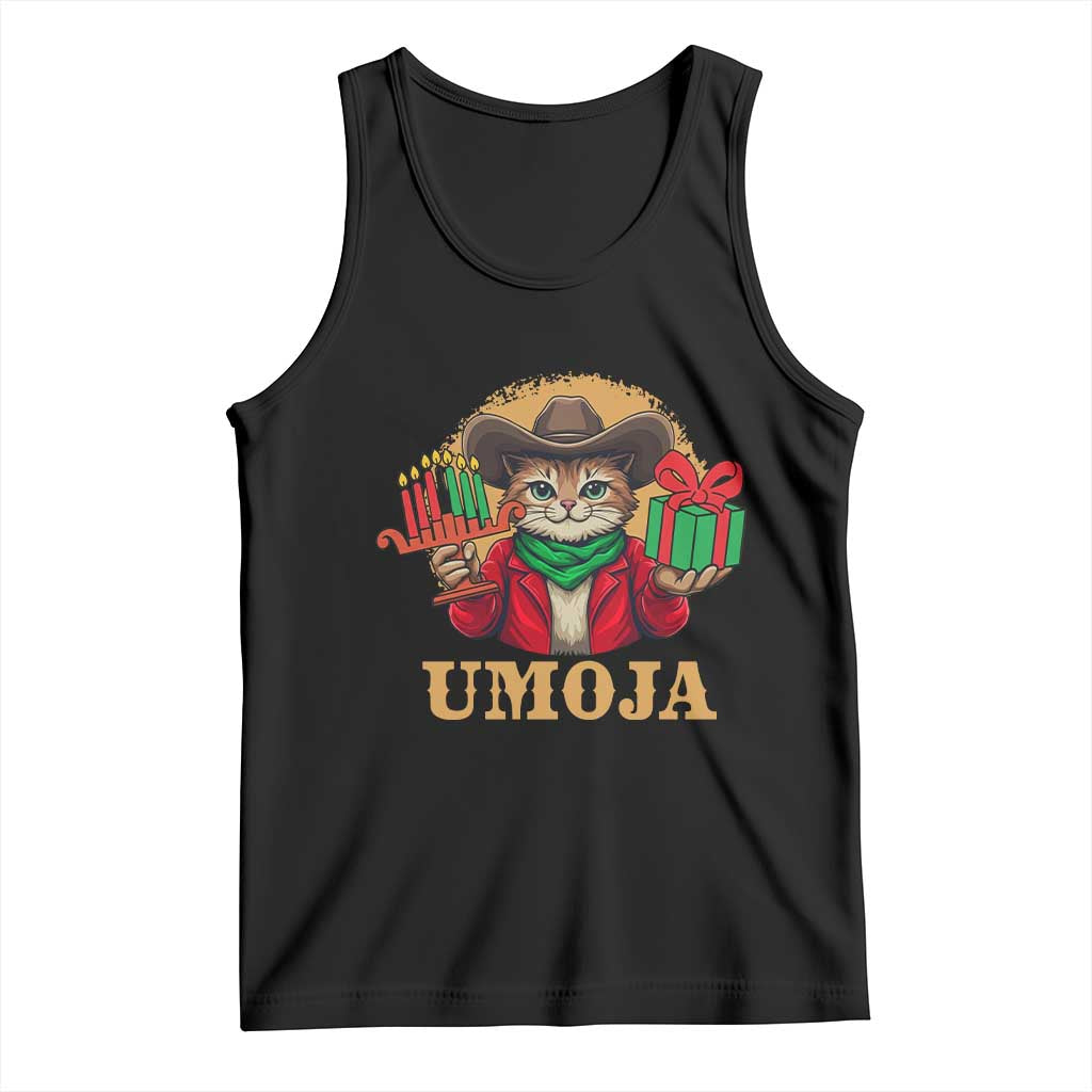 Funny Umoja Holiday Gift Tank Top CowCat Kwanzaa Kinara Candle And Presents - Wonder Print Shop