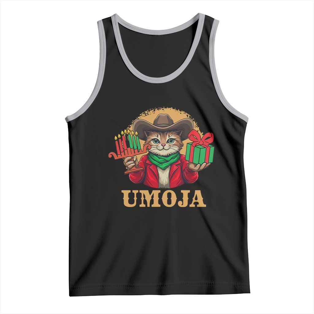 Funny Umoja Holiday Gift Tank Top CowCat Kwanzaa Kinara Candle And Presents - Wonder Print Shop