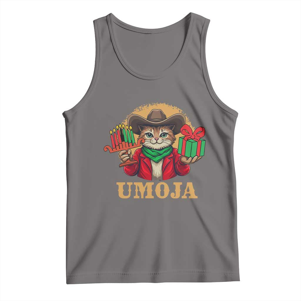 Funny Umoja Holiday Gift Tank Top CowCat Kwanzaa Kinara Candle And Presents - Wonder Print Shop