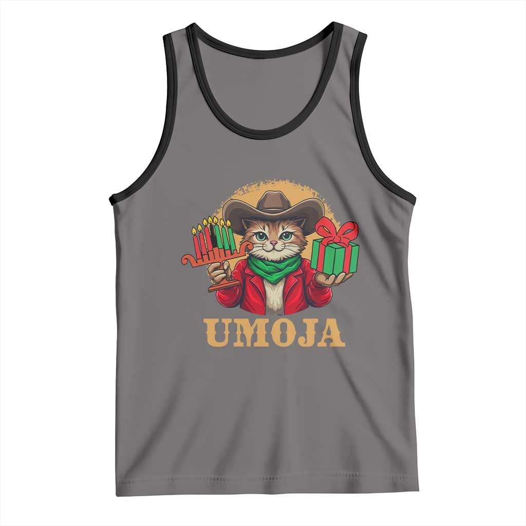 Funny Umoja Holiday Gift Tank Top CowCat Kwanzaa Kinara Candle And Presents - Wonder Print Shop