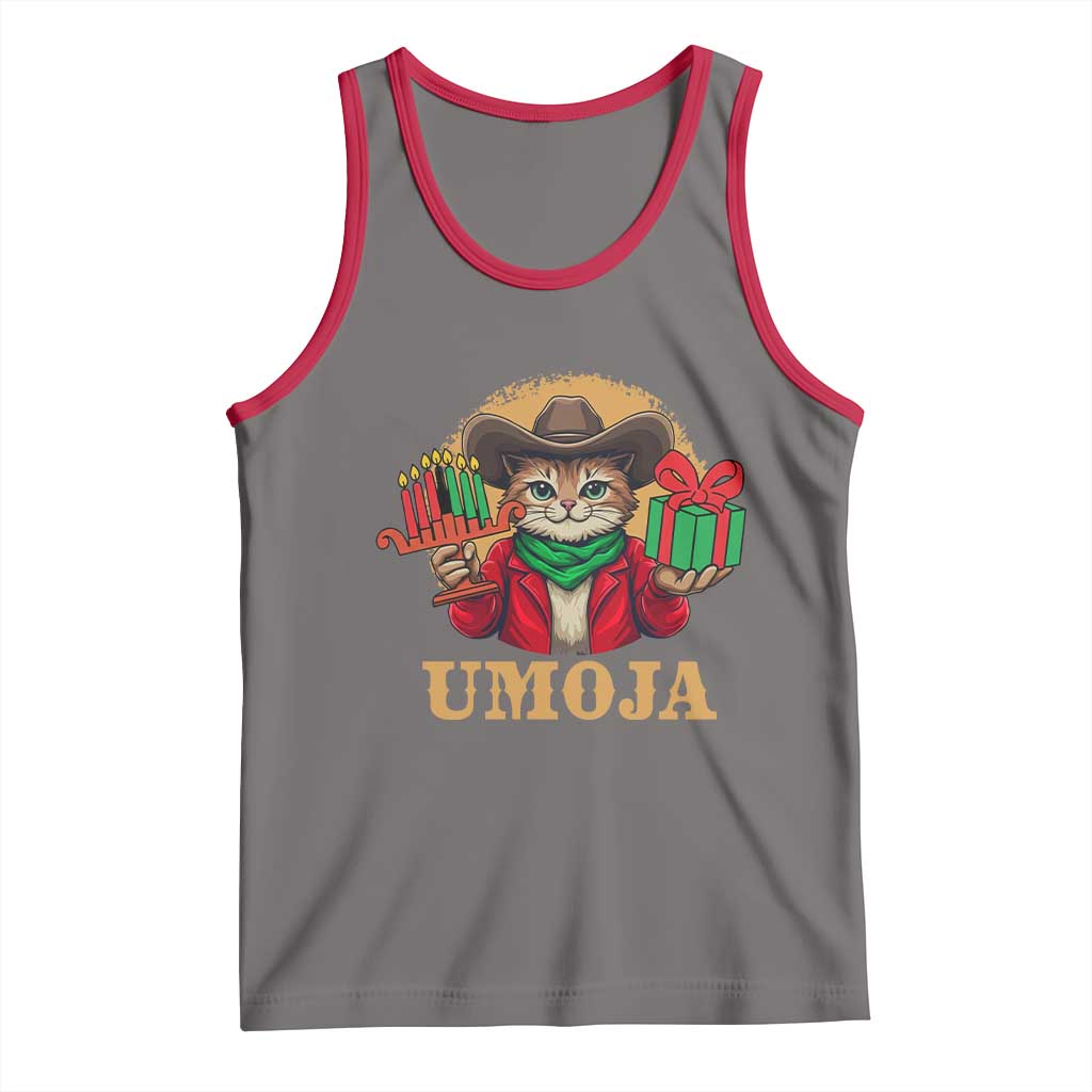 Funny Umoja Holiday Gift Tank Top CowCat Kwanzaa Kinara Candle And Presents - Wonder Print Shop