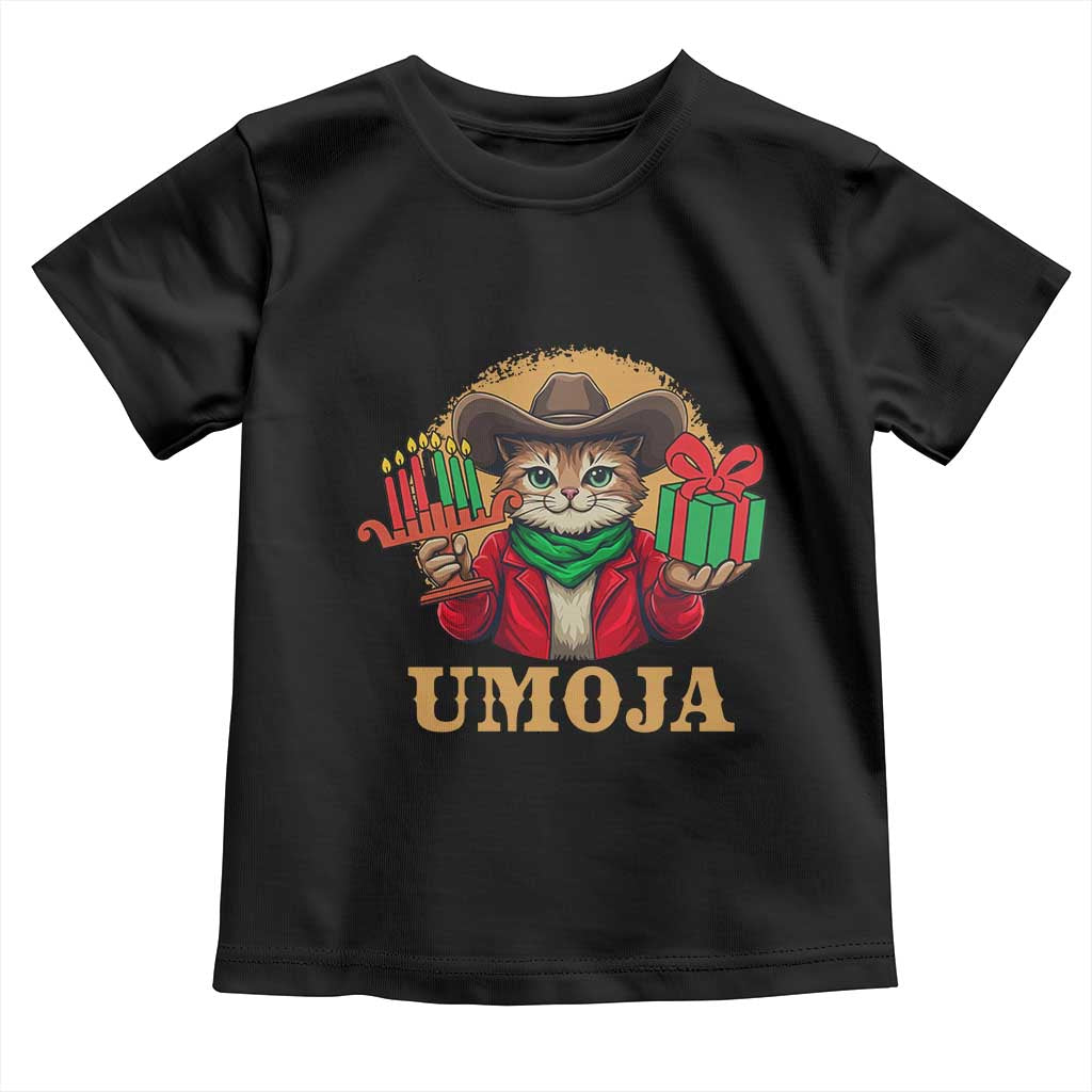 Funny Umoja Holiday Gift Toddler T Shirt CowCat Kwanzaa Kinara Candle And Presents - Wonder Print Shop