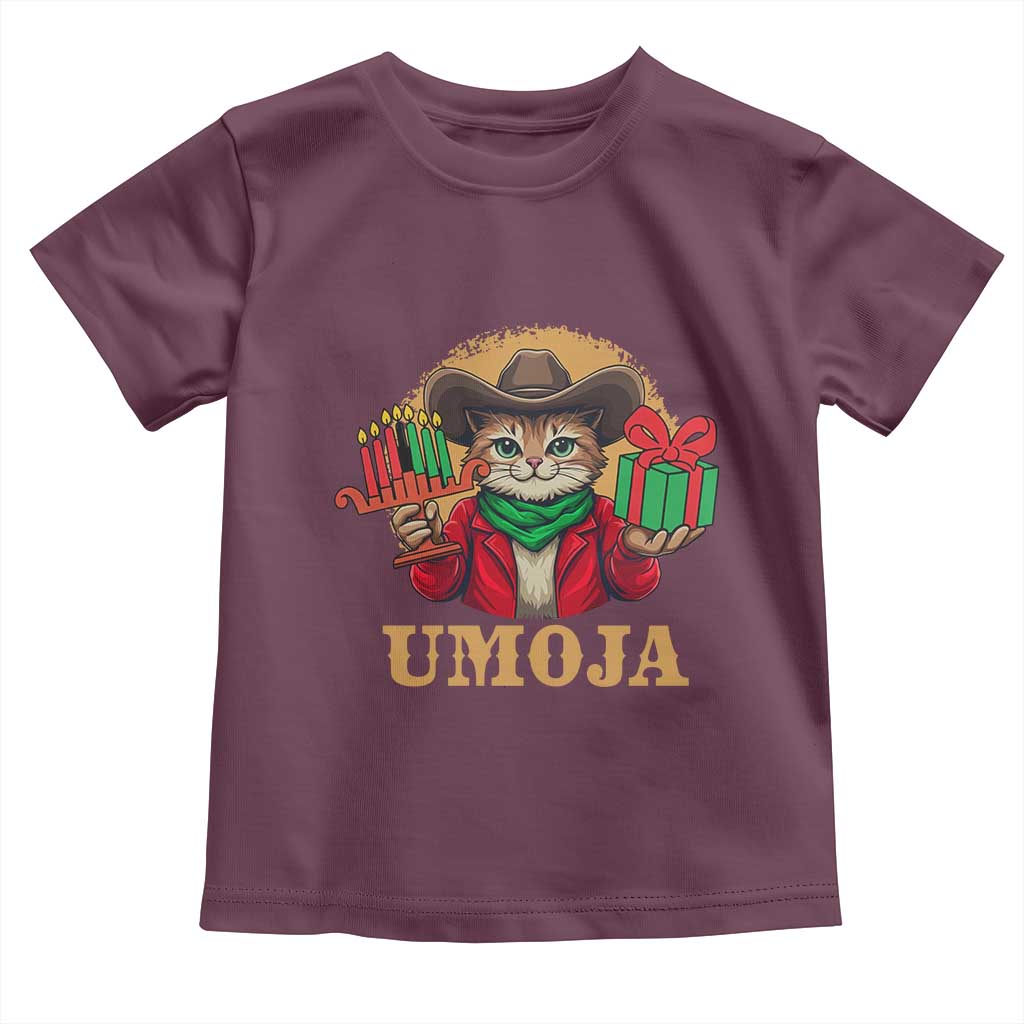Funny Umoja Holiday Gift Toddler T Shirt CowCat Kwanzaa Kinara Candle And Presents - Wonder Print Shop