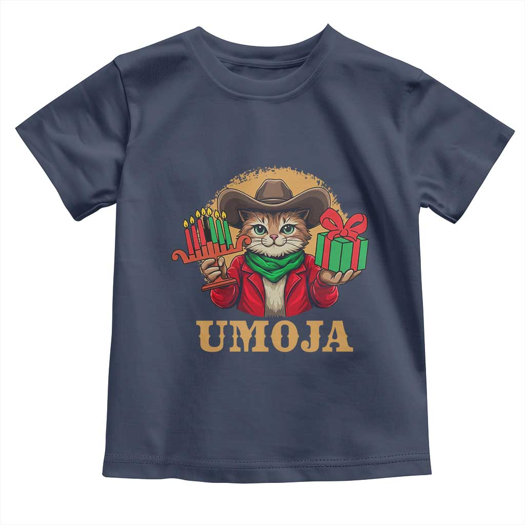 Funny Umoja Holiday Gift Toddler T Shirt CowCat Kwanzaa Kinara Candle And Presents - Wonder Print Shop