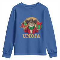Funny Umoja Holiday Gift Youth Sweatshirt CowCat Kwanzaa Kinara Candle And Presents - Wonder Print Shop