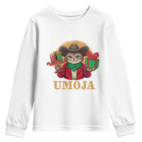 Funny Umoja Holiday Gift Youth Sweatshirt CowCat Kwanzaa Kinara Candle And Presents - Wonder Print Shop