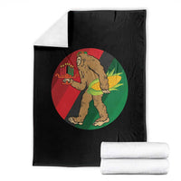 African American Holiday Gift Throw Blanket Retro Sunset Bigfoot With Kwanzaa Candle - Wonder Print Shop