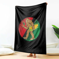 African American Holiday Gift Throw Blanket Retro Sunset Bigfoot With Kwanzaa Candle - Wonder Print Shop