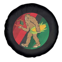African American Holiday Gift Spare Tire Cover Retro Sunset Bigfoot With Kwanzaa Candle - Wonder Print Shop