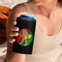 African American Holiday Gift 4 in 1 Can Cooler Tumbler Retro Sunset Bigfoot With Kwanzaa Candle - Wonder Print Shop