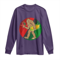 African American Holiday Gift Long Sleeve Shirt Retro Sunset Bigfoot With Kwanzaa Candle - Wonder Print Shop