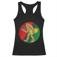African American Holiday Gift Racerback Tank Top Retro Sunset Bigfoot With Kwanzaa Candle - Wonder Print Shop