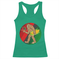 African American Holiday Gift Racerback Tank Top Retro Sunset Bigfoot With Kwanzaa Candle - Wonder Print Shop