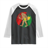 African American Holiday Gift Raglan Shirt Retro Sunset Bigfoot With Kwanzaa Candle - Wonder Print Shop