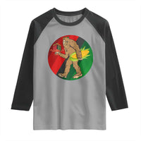 African American Holiday Gift Raglan Shirt Retro Sunset Bigfoot With Kwanzaa Candle - Wonder Print Shop