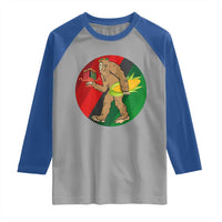 African American Holiday Gift Raglan Shirt Retro Sunset Bigfoot With Kwanzaa Candle - Wonder Print Shop
