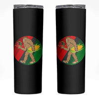 African American Holiday Gift Skinny Tumbler Retro Sunset Bigfoot With Kwanzaa Candle - Wonder Print Shop