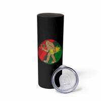 African American Holiday Gift Skinny Tumbler Retro Sunset Bigfoot With Kwanzaa Candle - Wonder Print Shop