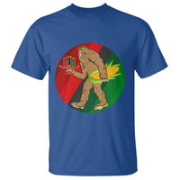African American Holiday Gift T Shirt Retro Sunset Bigfoot With Kwanzaa Candle - Wonder Print Shop