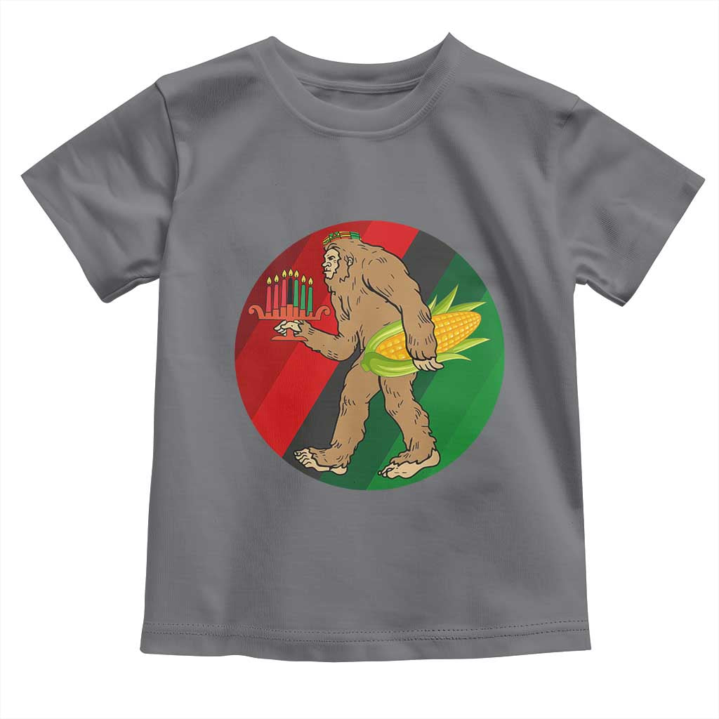 African American Holiday Gift Toddler T Shirt Retro Sunset Bigfoot With Kwanzaa Candle - Wonder Print Shop