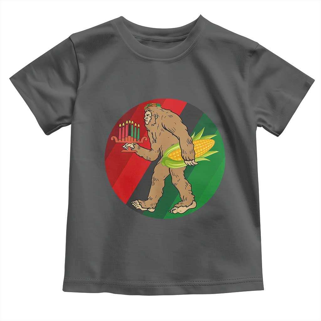 African American Holiday Gift Toddler T Shirt Retro Sunset Bigfoot With Kwanzaa Candle - Wonder Print Shop