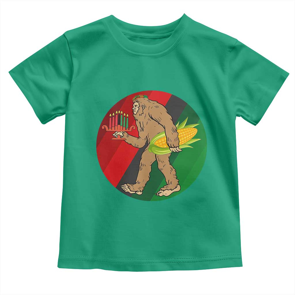 African American Holiday Gift Toddler T Shirt Retro Sunset Bigfoot With Kwanzaa Candle - Wonder Print Shop